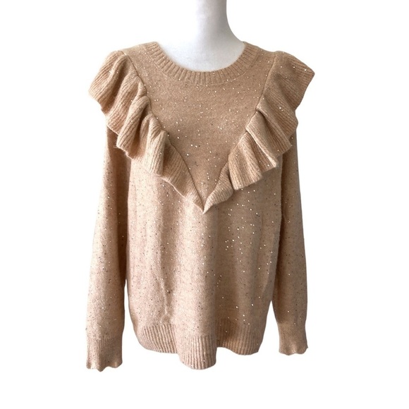 LC Lauren Conrad large sweater ruffles sparkles - Picture 1 of 10